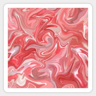 Gentle Pink Silk Marble - Pastel and Hot Pink with White Liquid Paint PatternPattern Sticker